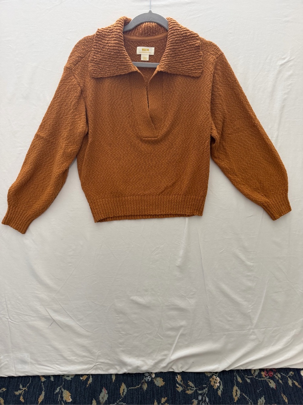 Anthropologie Mere Collared Pullover Sweater - Rust Brown
